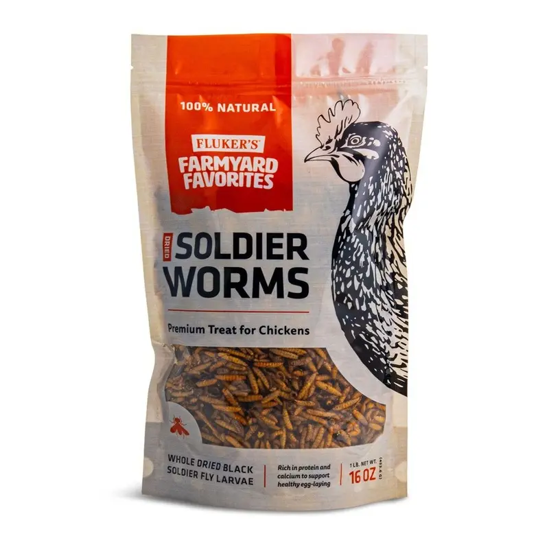 Flukers - Farmyard Favorites - Dried Soldier Worms 16oz