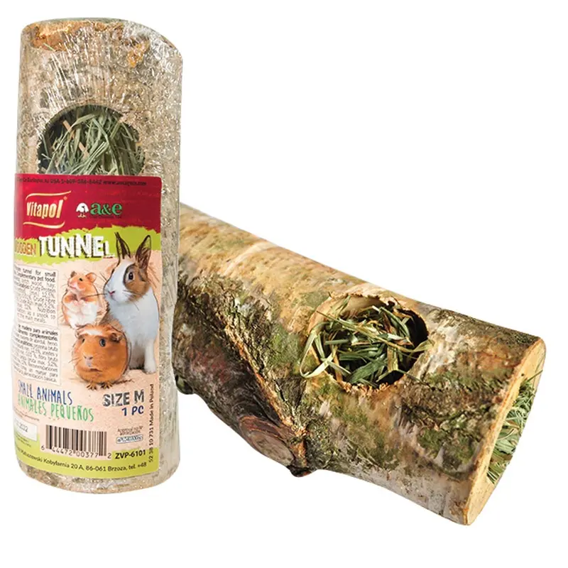 Vitapol - Wood Tunnel with Hay - Medium - 6 inch