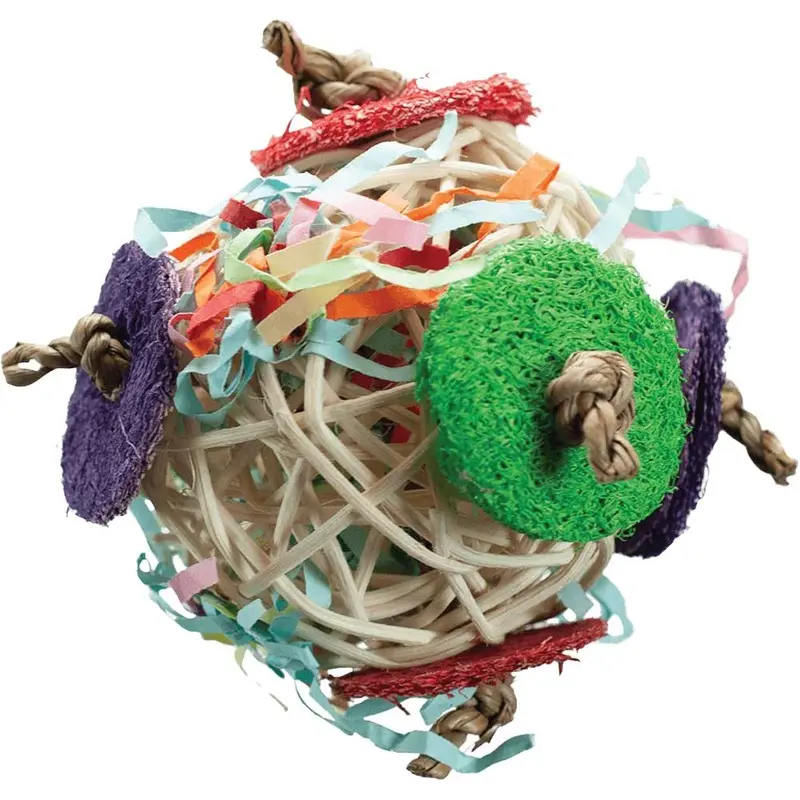 A&E SMALL PET TOY - NIBBLES - VINE BALL W CRINKLE PAPER & LOOFA