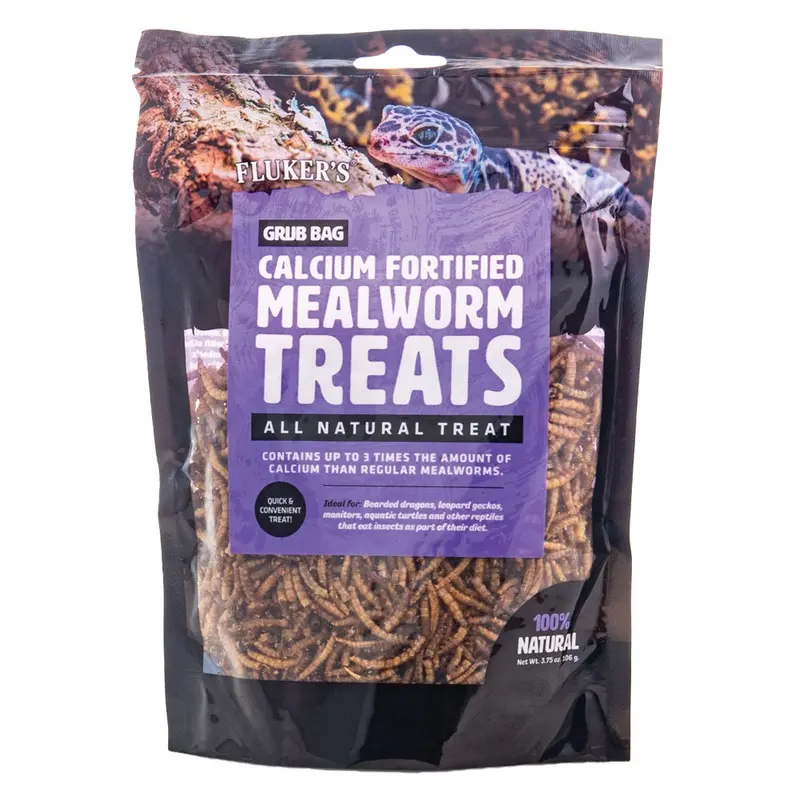 Flukers Grub Bag Treat w Calcium - Mealworms - 4oz