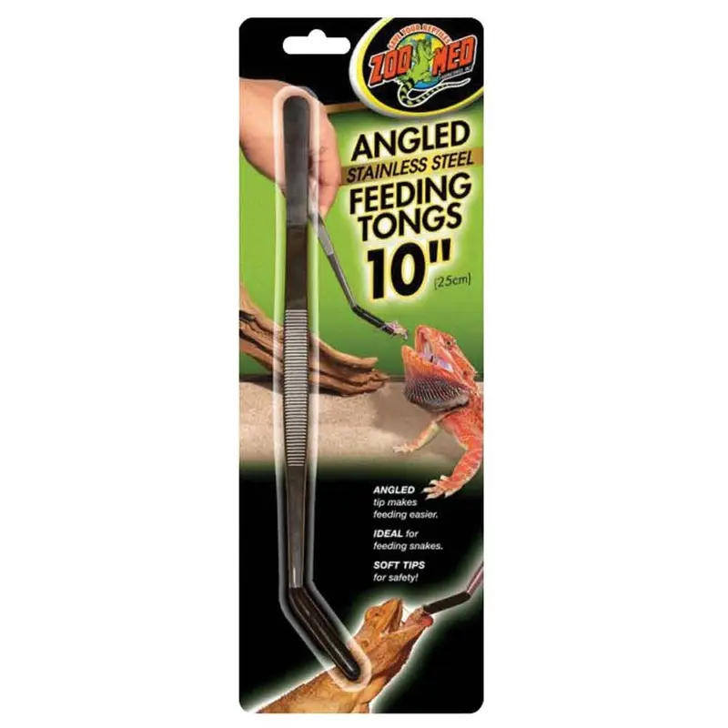 Zoo Med - Angled Stainless Steel Feeding Tongs 10in