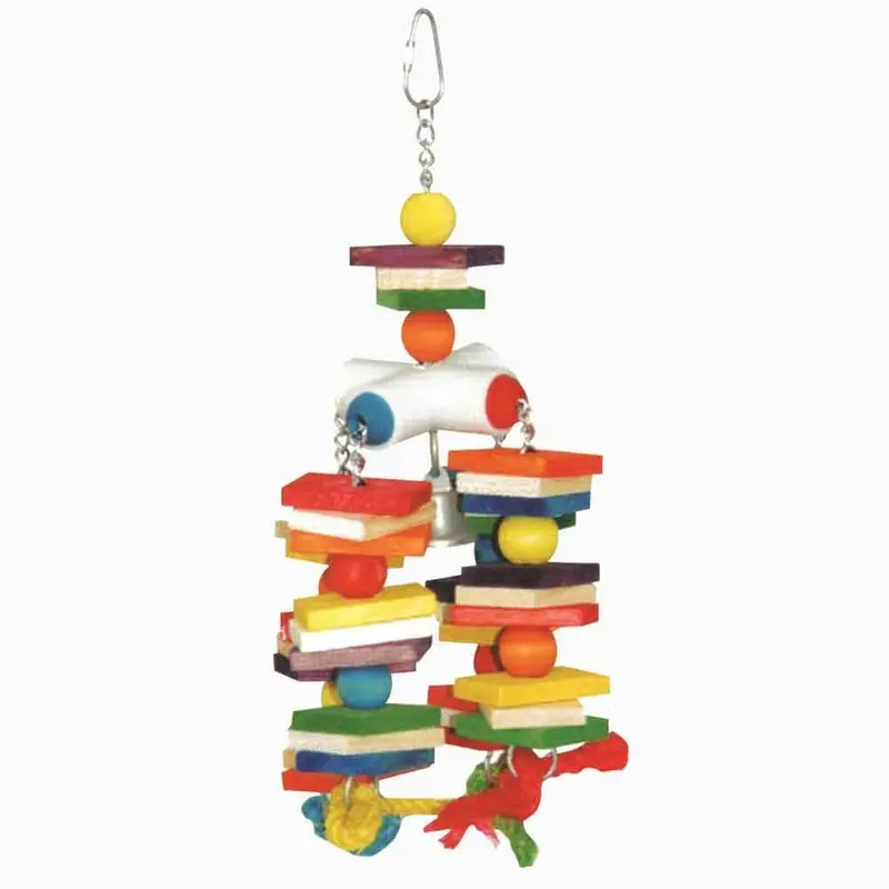 HAPPY BEAK BIRD TOY - 4 CHAIN & WOODEN BLOCKS