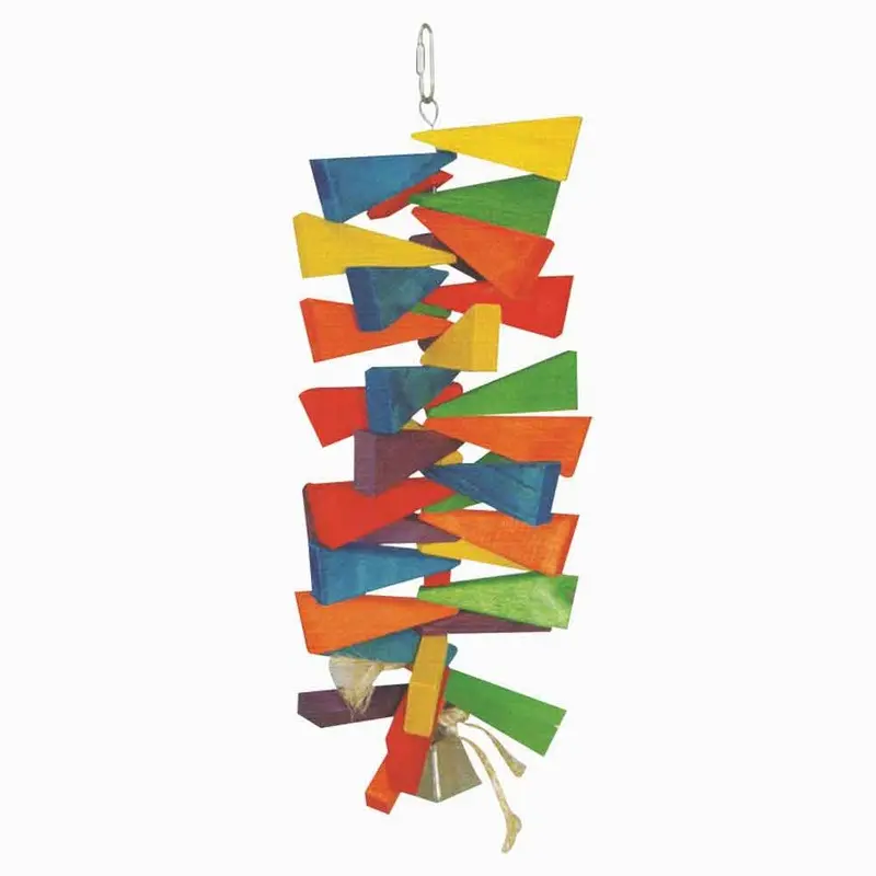 HAPPY BEAK BIRD TOY - WOODEN LEDGE W BELL - LG