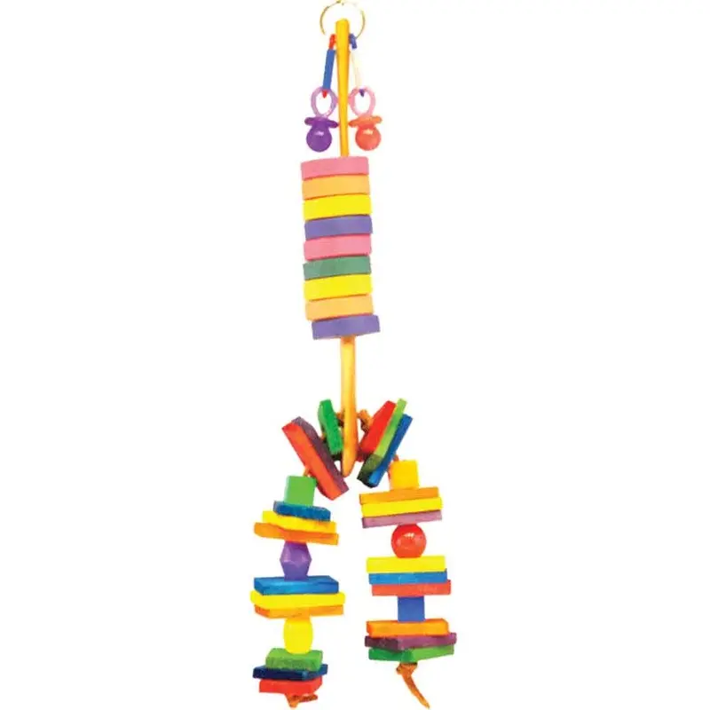 HAPPY BEAK BIRD TOY - WOODEN SPOON W BAGELS BLOCKS & BEADS