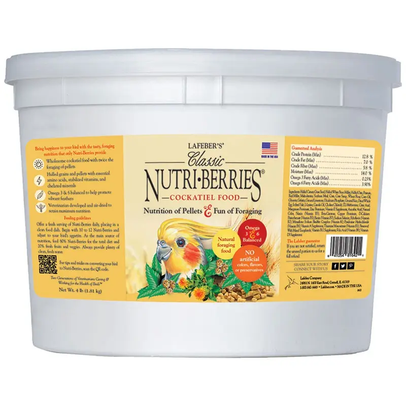 Nutri-Berries for Cockatiels - 4 lb. - Bucket