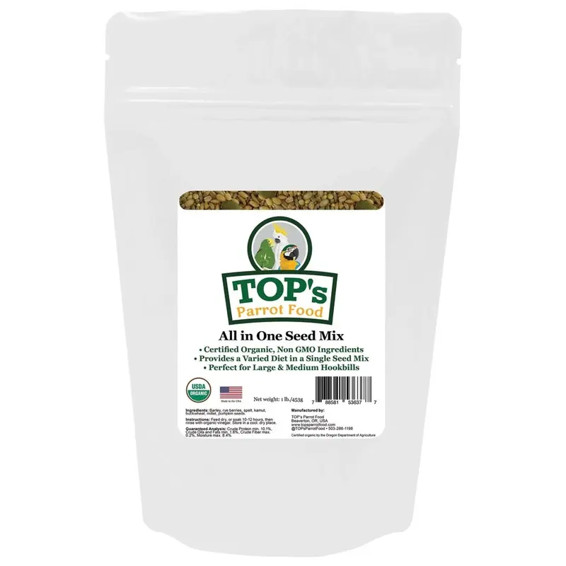 TOPs Parrot Food - All In One Seed Mix - 1 lb
