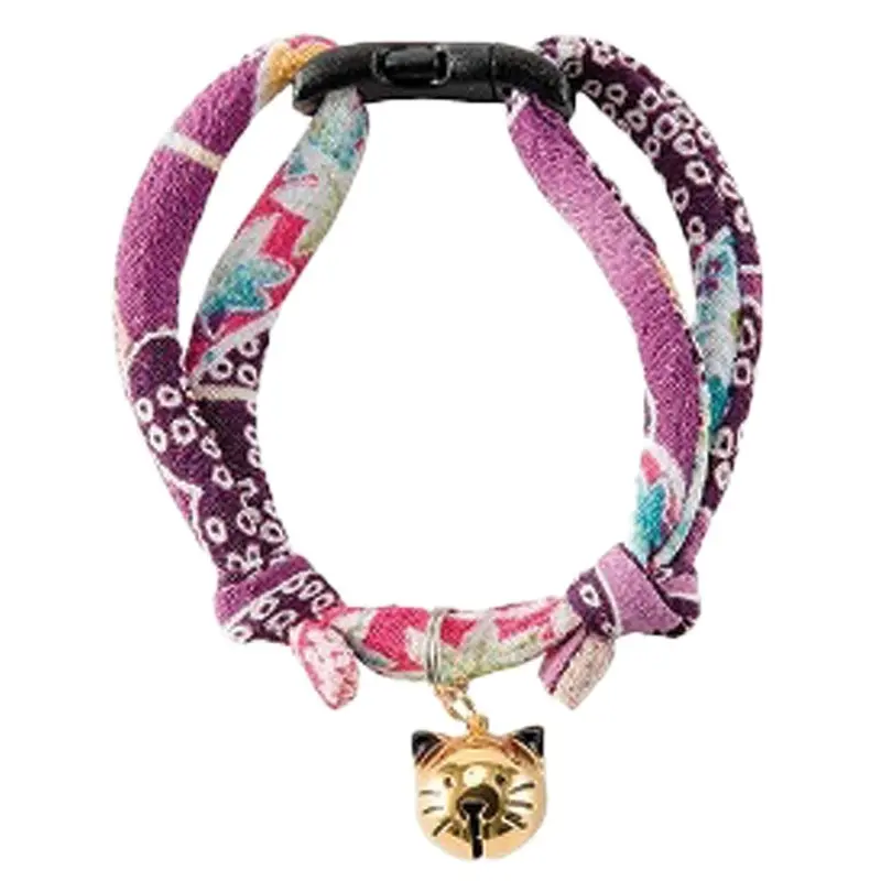 Moon-X - Chirimen Firework Purple Cat Collar
