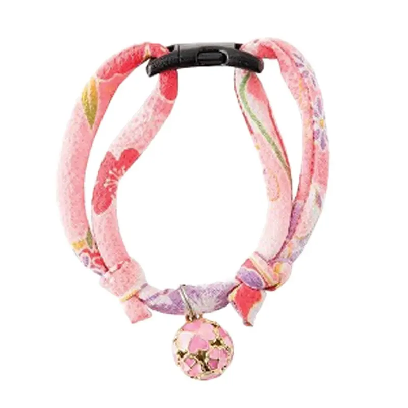 Moon-X - Chirimen Pastel Pink Cat Collar
