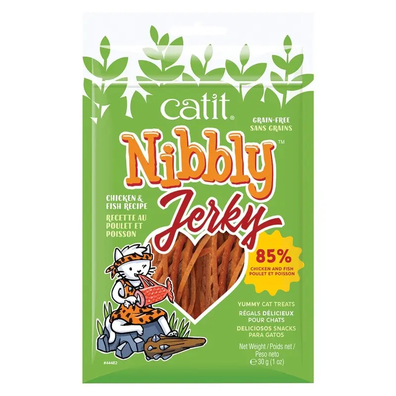 CATIT - NIBBLY JERKY CHICKEN AND FISH RECIPE CAT TREAT 1OZ.