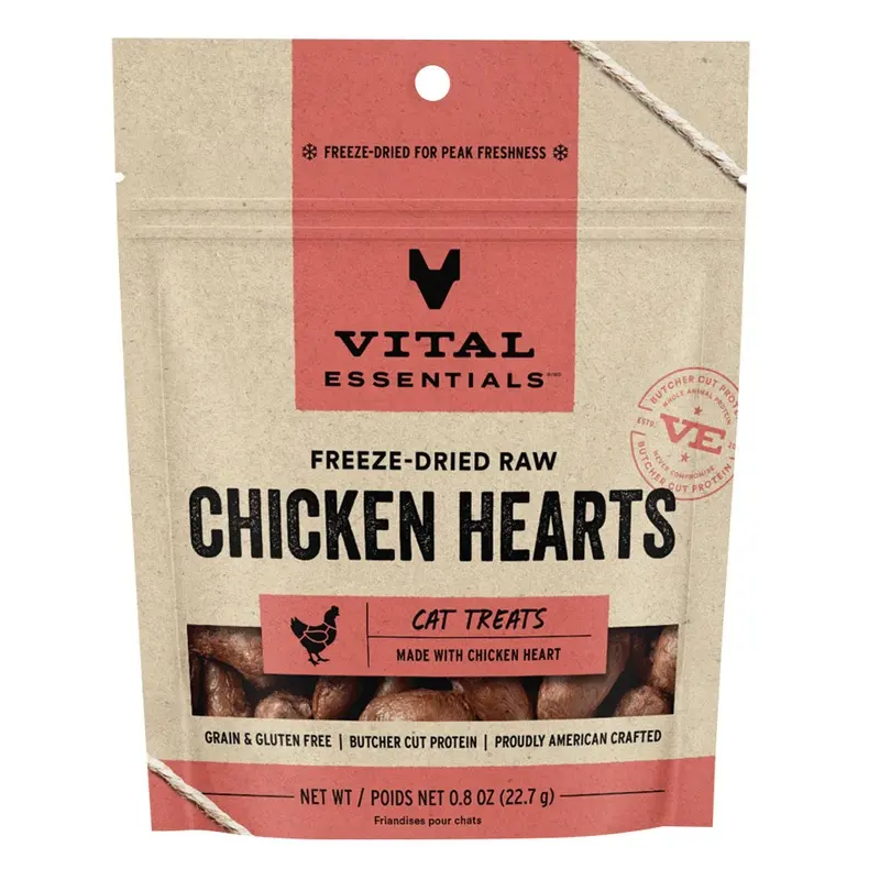 Vital Essentials Cat - FD Treats - Chicken Hearts - .8oz