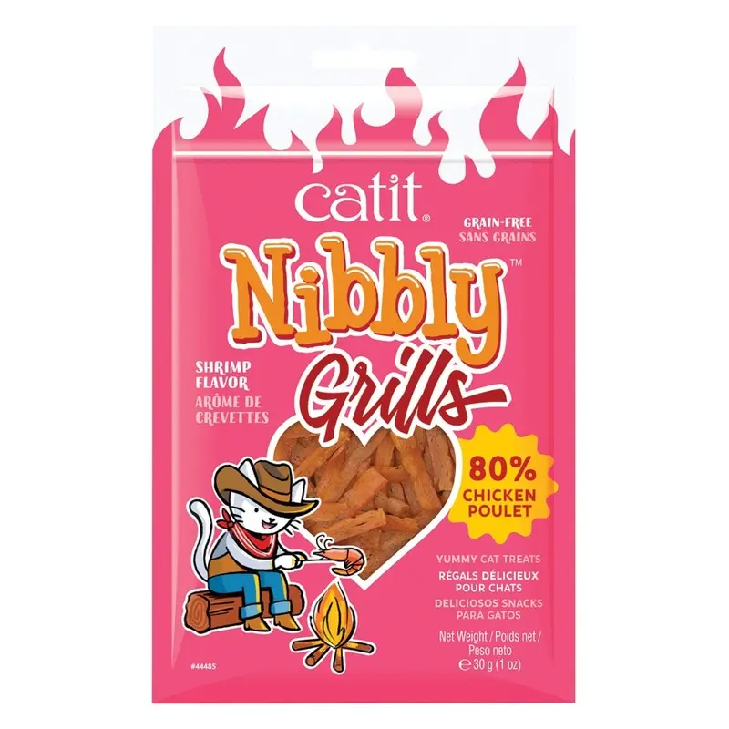 CATIT - NIBBLY GRILLS CHICKEN AND SHRIMP FLAVOR CAT TREAT 1OZ.
