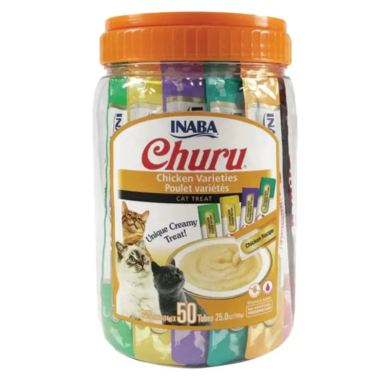 INABA - CHURU PUREE CAT TREAT - TUNA & CHICKEN VARIETY 50PK.