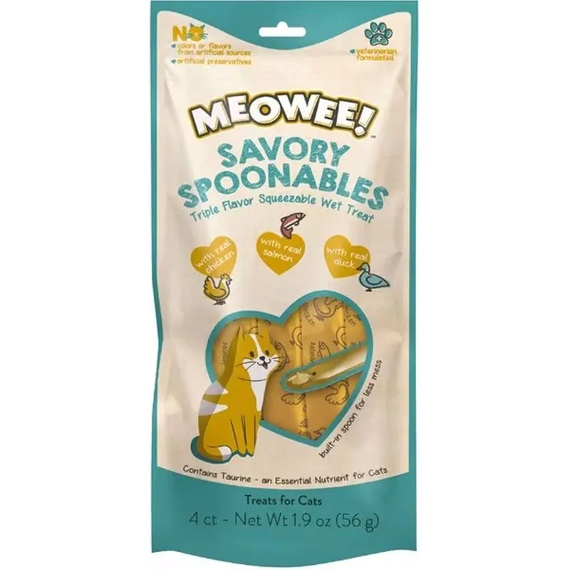 Meowee - Spoonables Chicken,Salmon&Duck Cat Treat 4pk