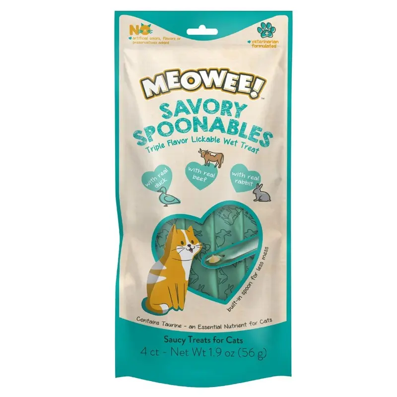 Meowee - Spoonables Duck,Beef&Rabbit Cat Treat 4pk