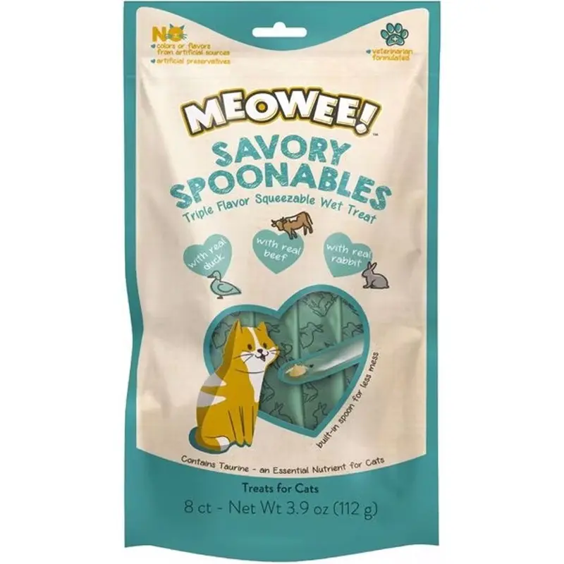Meowee - Spoonables Duck,Beef&Rabbit Cat Treat 8pk