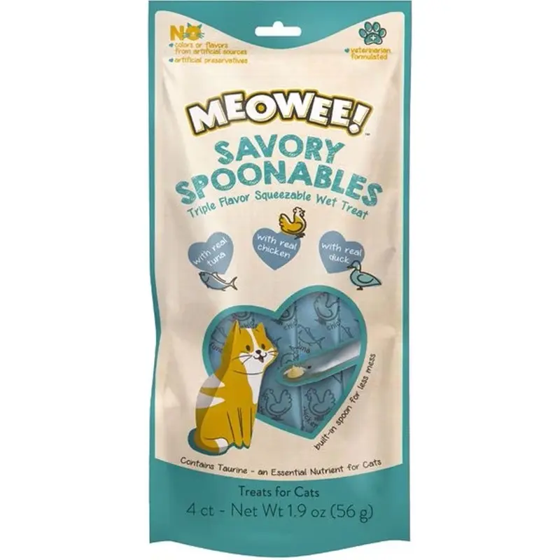 Meowee - Spoonables Tuna,Chicken&Duck Cat Treat 4pk