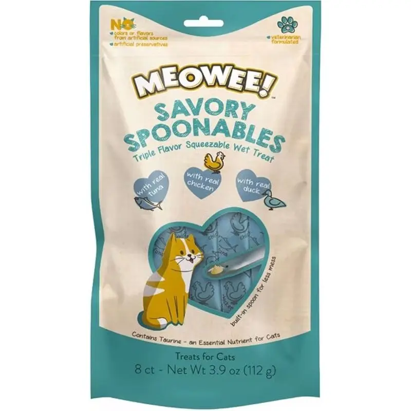 Meowee - Spoonables Tuna,Chicken&Duck Cat Treat 8pk