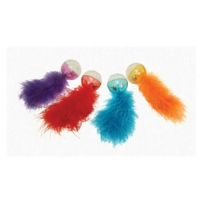 Lattice Ball with Feather Cat Toy - 2 pk - 5 in
