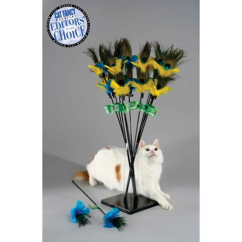Vee - PURRfect Peacock Feather Cat Toy - 24 in. Flex Wand