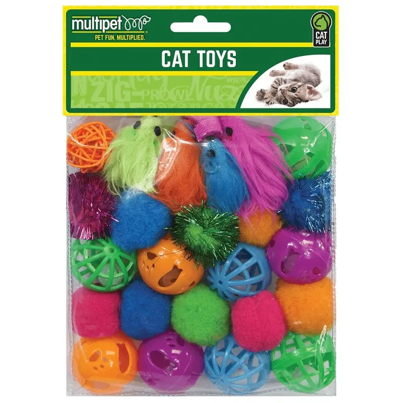 Multipet Cat Toy - Ball & Mice Value Pack - 24pk