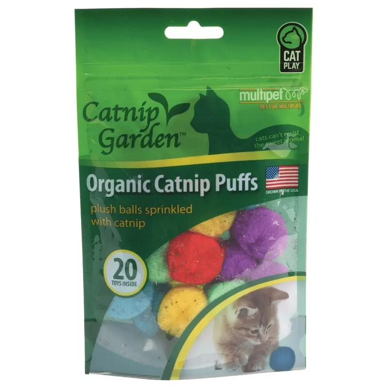 Multipet Cat Toy - Organic Catnip Garden Puffs - 20pk
