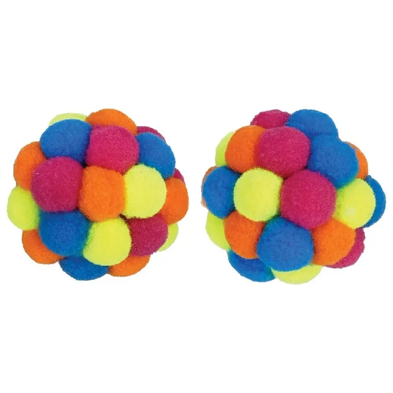 Multipet - Pom Pom Ball with Rattle 2pk. Cat Toy