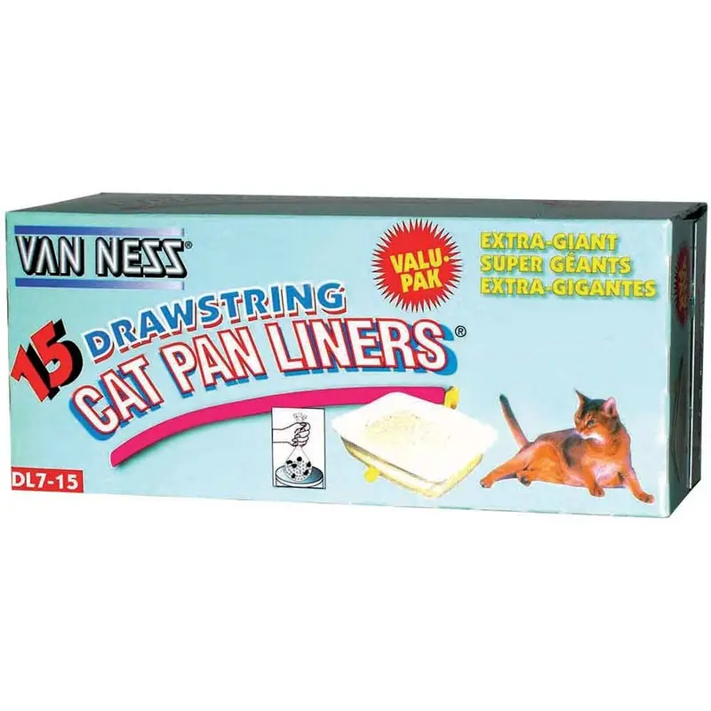 Drawstring Cat Pan Liner- Ext Gnt- 36inx19inx1.1mil - 15pk