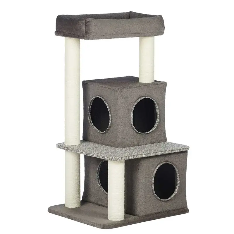 Prevue Pet - Mod Lounger Gray Plush & Plaid