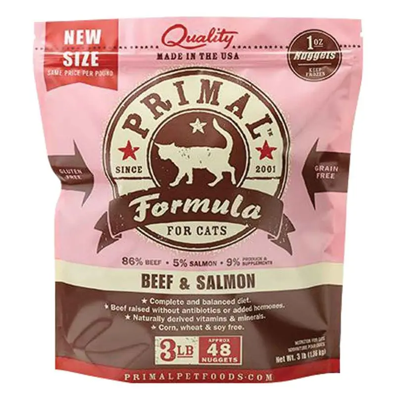 PRIMAL FROZEN  FELINE BEEF & SALMON FORMULA - 3LB