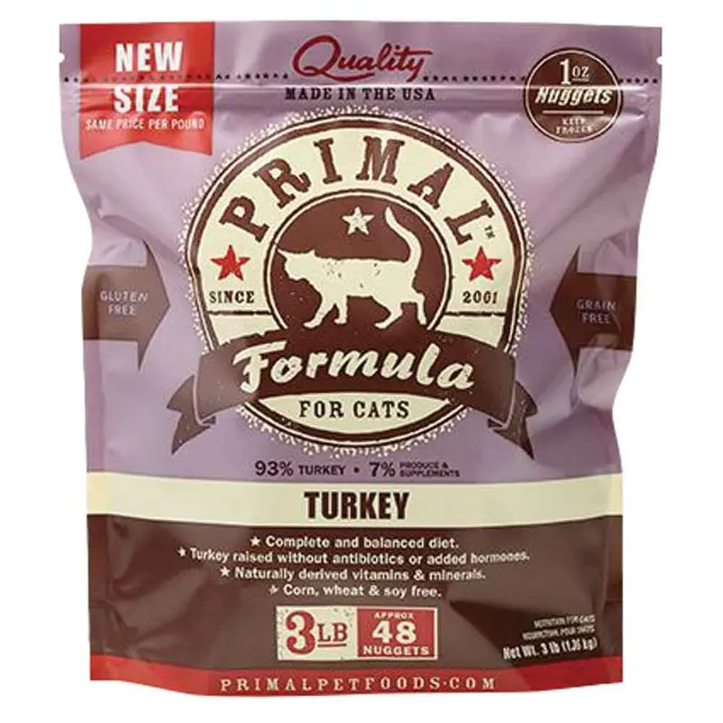 PRIMAL FROZEN FELINE TURKEY FORMULA - 3LB