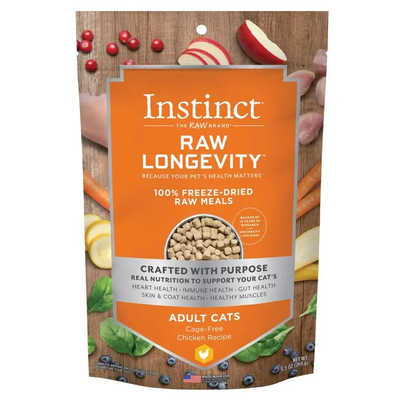NV INSTINCT LONGEVITY CAT FOOD - 100% FD RAW ADULT - CHICKEN - 9.5 OZ