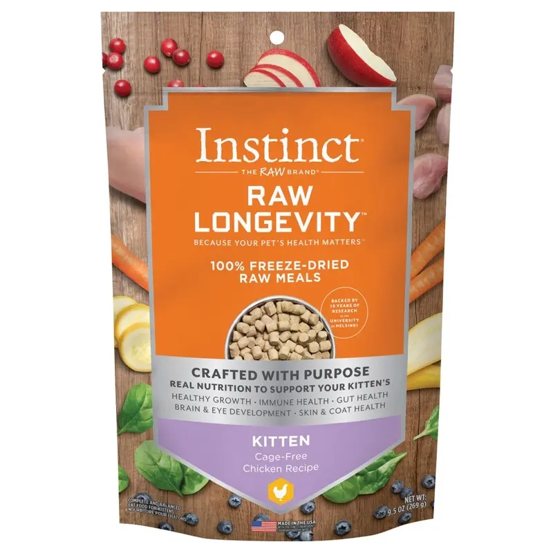NV INSTINCT LONGEVITY CAT FOOD - 100% FD RAW KITTEN - CHICKEN - 9.5 OZ