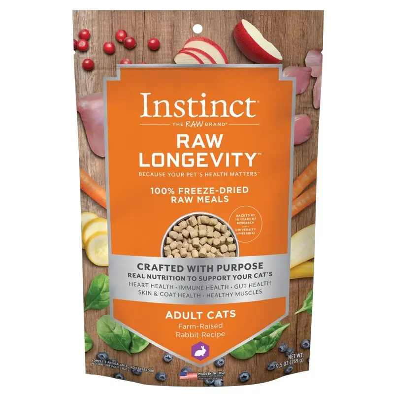 NV INSTINCT LONGEVITY CAT FOOD - 100% FD RAW - RABBIT - 9.5 OZ