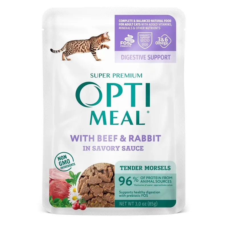 OPTIMEAL WET CAT - BEEF & RABBIT - 3OZ