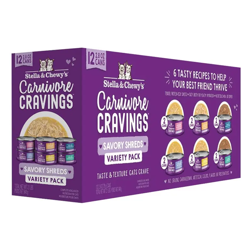 Stella & Chewy Cat Food - Carnivore Shreds - 12pc Variety - 2.8oz