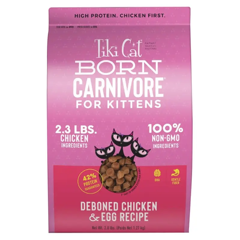 TIKI CAT KIBBLE - BORN CARNIVORE KITTEN - CHICKEN AND EGGS - 2.8 LB