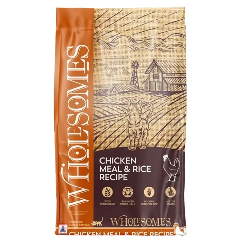 WHOLESOMES - CHICKEN & RICE CAT FOOD 15LB.