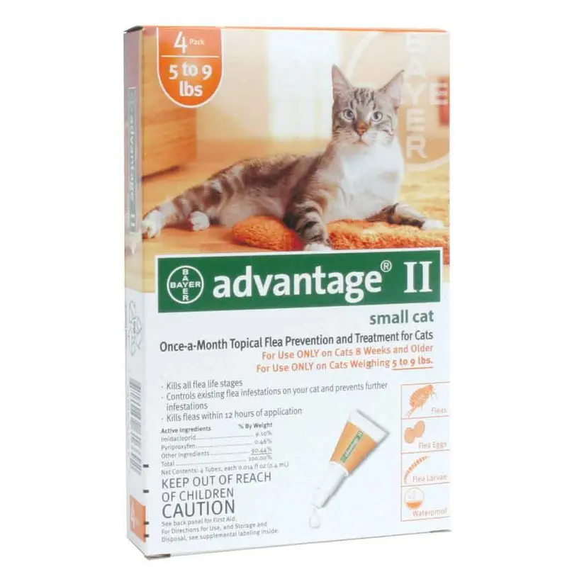 Advantage II for Cats and Kittens - Orange - 5-9lb - 4pk