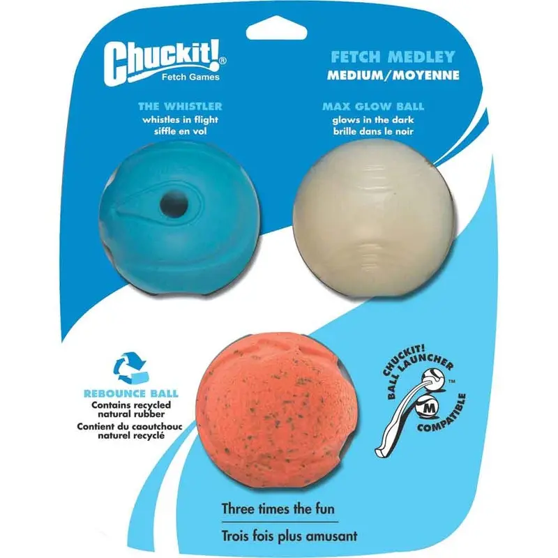 Chuckit! - Fetch Medley Balls Dog Toy MD 3pk