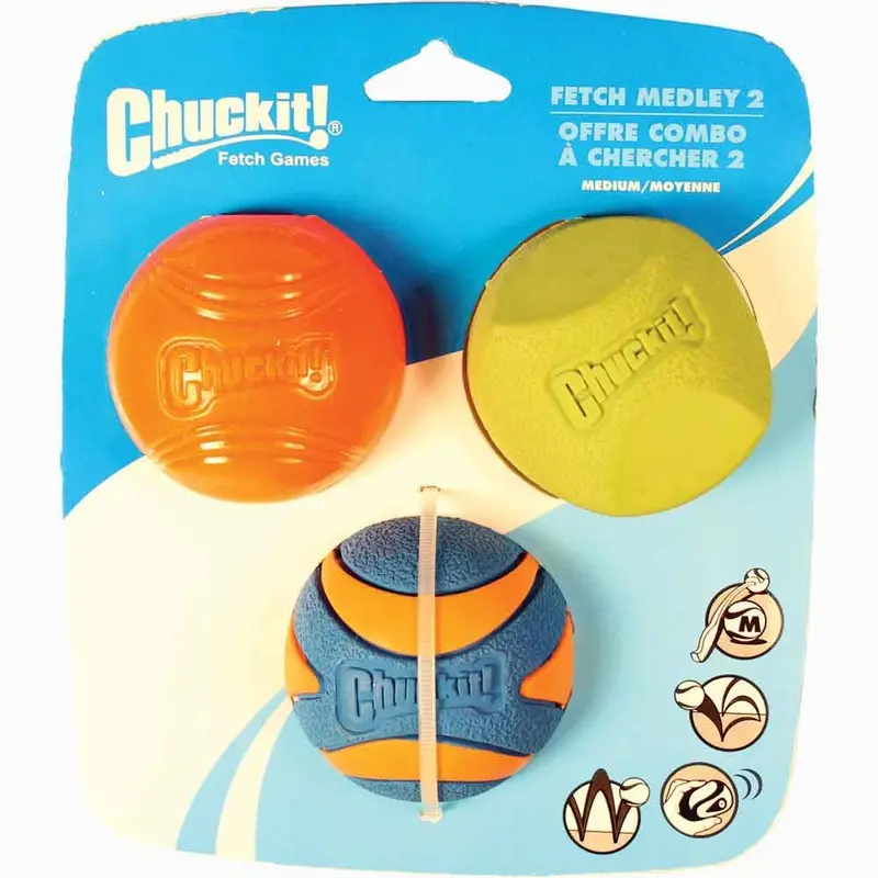 Chuckit! - Fetch Medley Balls Gen 2 Dog Toy MD 3pk