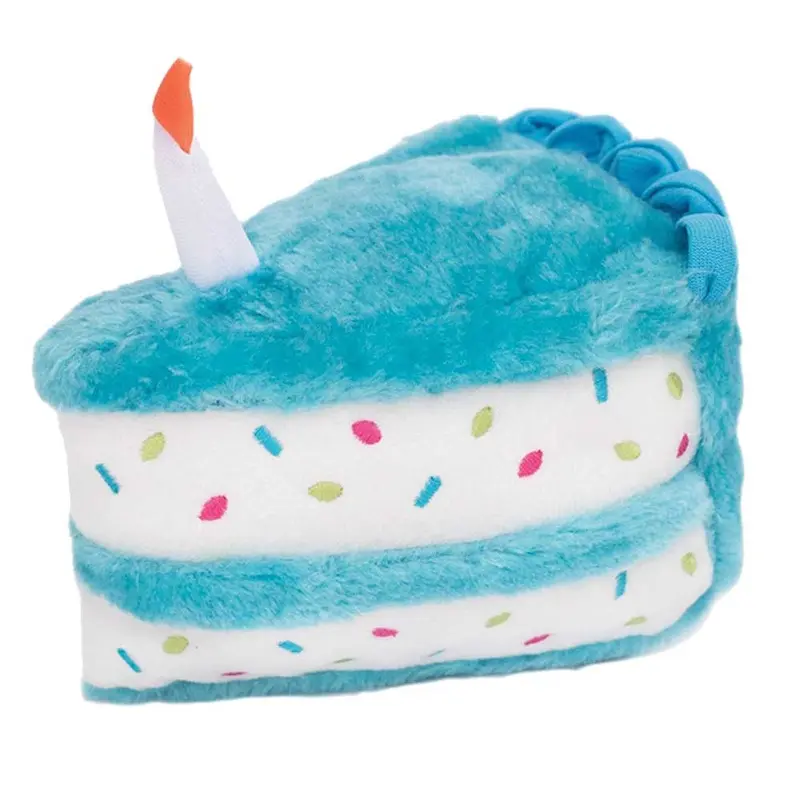 Zippy Paws Birthday Cake Plush Dog Toy - Blue