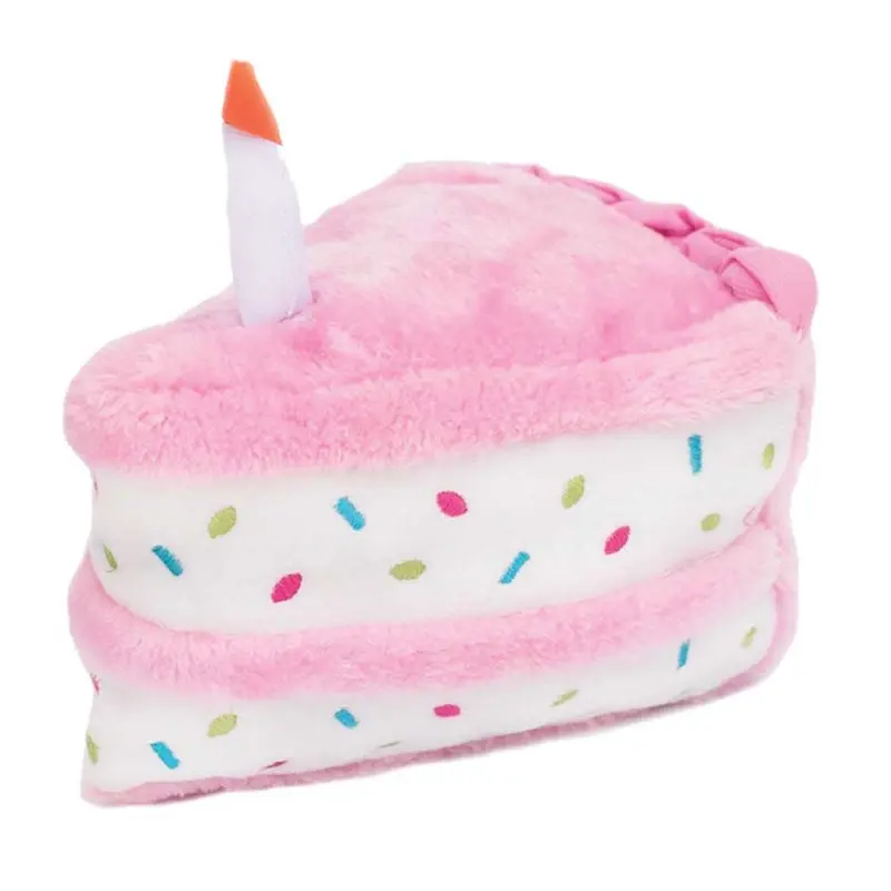 Zippy Paws Birthday Cake Plush Dog Toy - Pink