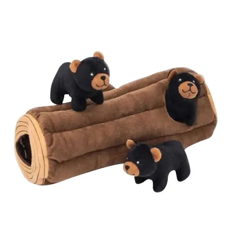 Zippy Paws Dog Toy - Zippy Burrow - Black Bear Log