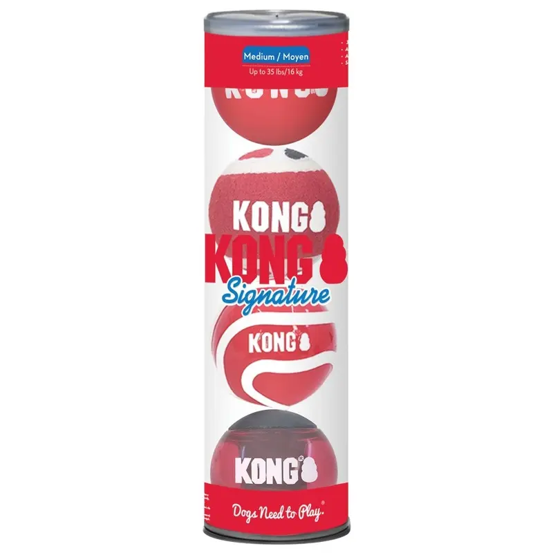 Kong Dog Toy - Signature - Balls - Md - 4 pk