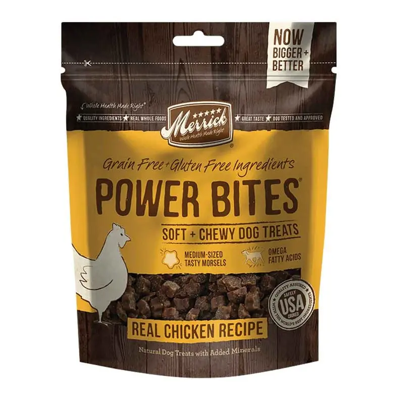 Merrick Dog Treats - Power Bites - GF - Real Chicken - 6 oz