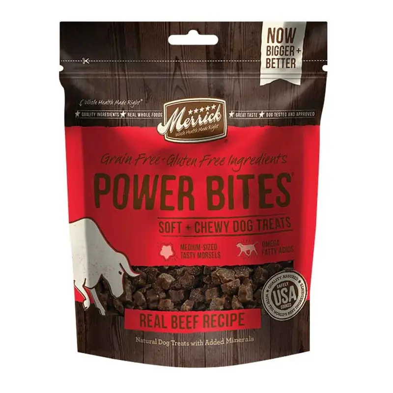 Merrick Dog Treats - Power Bites - GF - Real Texas Beef - 6 oz