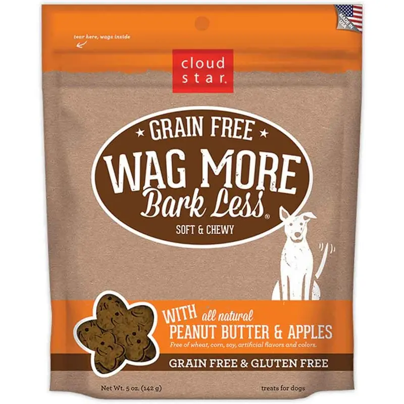 Wag More BL Grain Free Soft/Chewy Dog Treats-PB/Apples-5oz