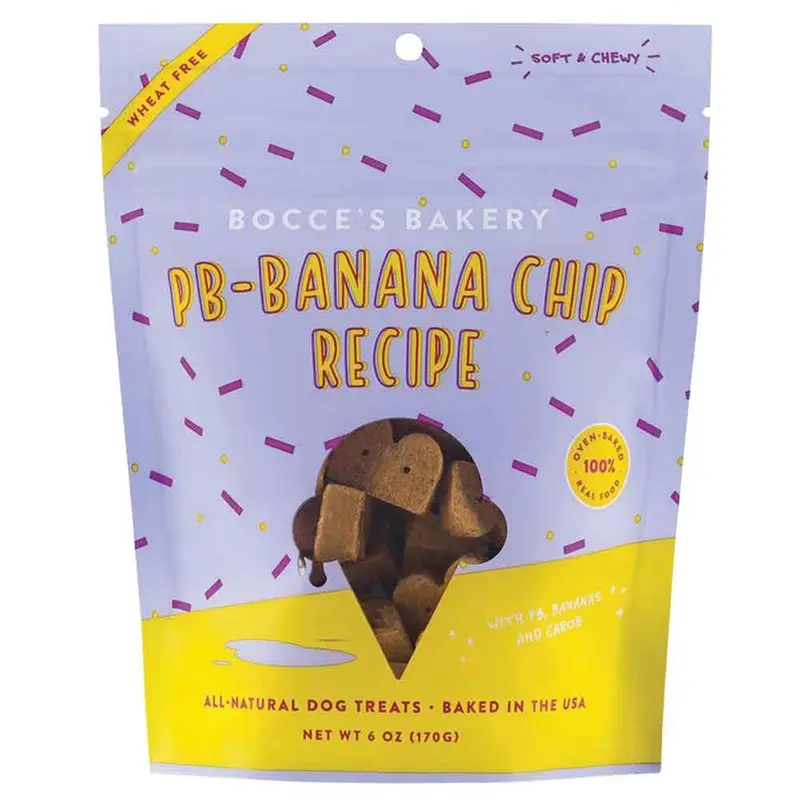 BOCCE'S PEANUT BUTTER BANANA CHIP DOG TREAT - 6 OZ