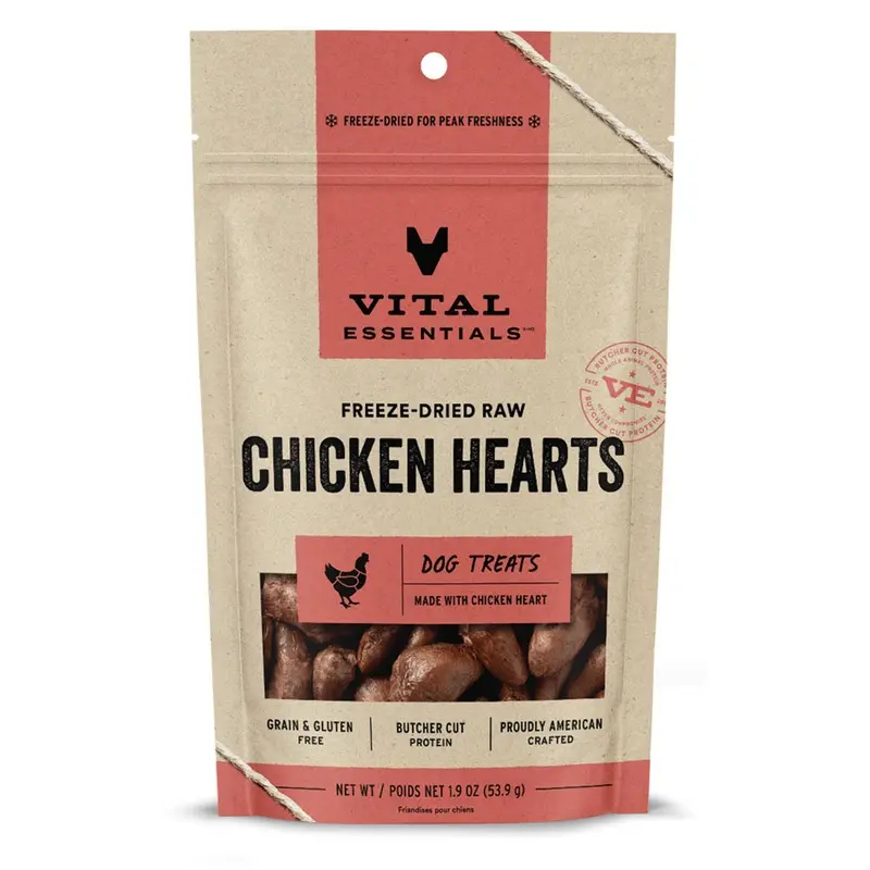 Vital Essentials Dog - FD Treats - Chicken Hearts - 1.9oz