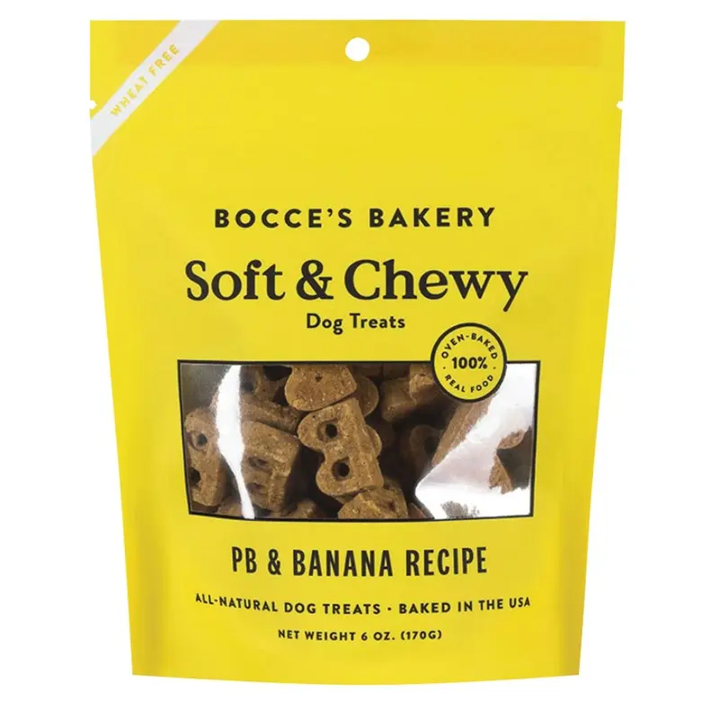 BOCCES SOFT & CHEWY DOG TREATS - PB & BANANA - 6 OZ